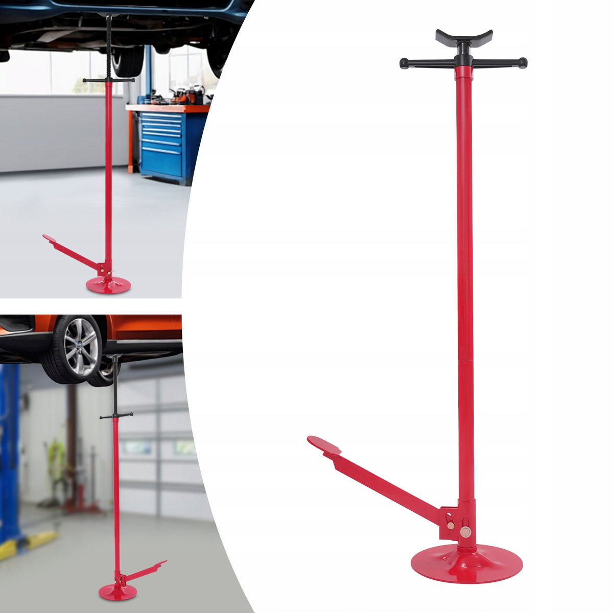 0.75T Car Repair Jack Stand with Foot Pedal Height Adjustable 133.5-200 cm