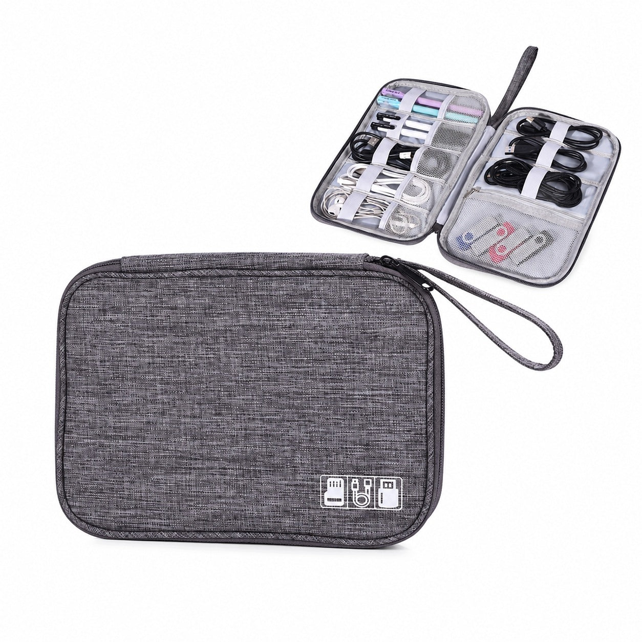 0007 Cable Organizer USB Charger Case Travel Accessories - Grey