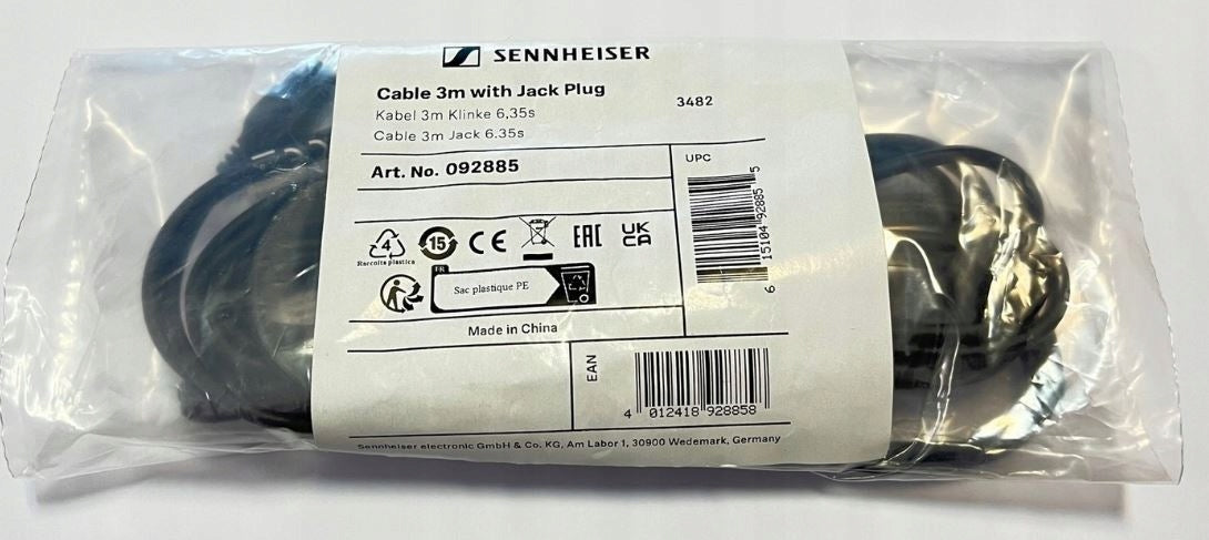 092885 Sennheiser ORIGINAL 3m to HD660 HD650 HD660S cable with 6,3mm jack Brand Sennheiser