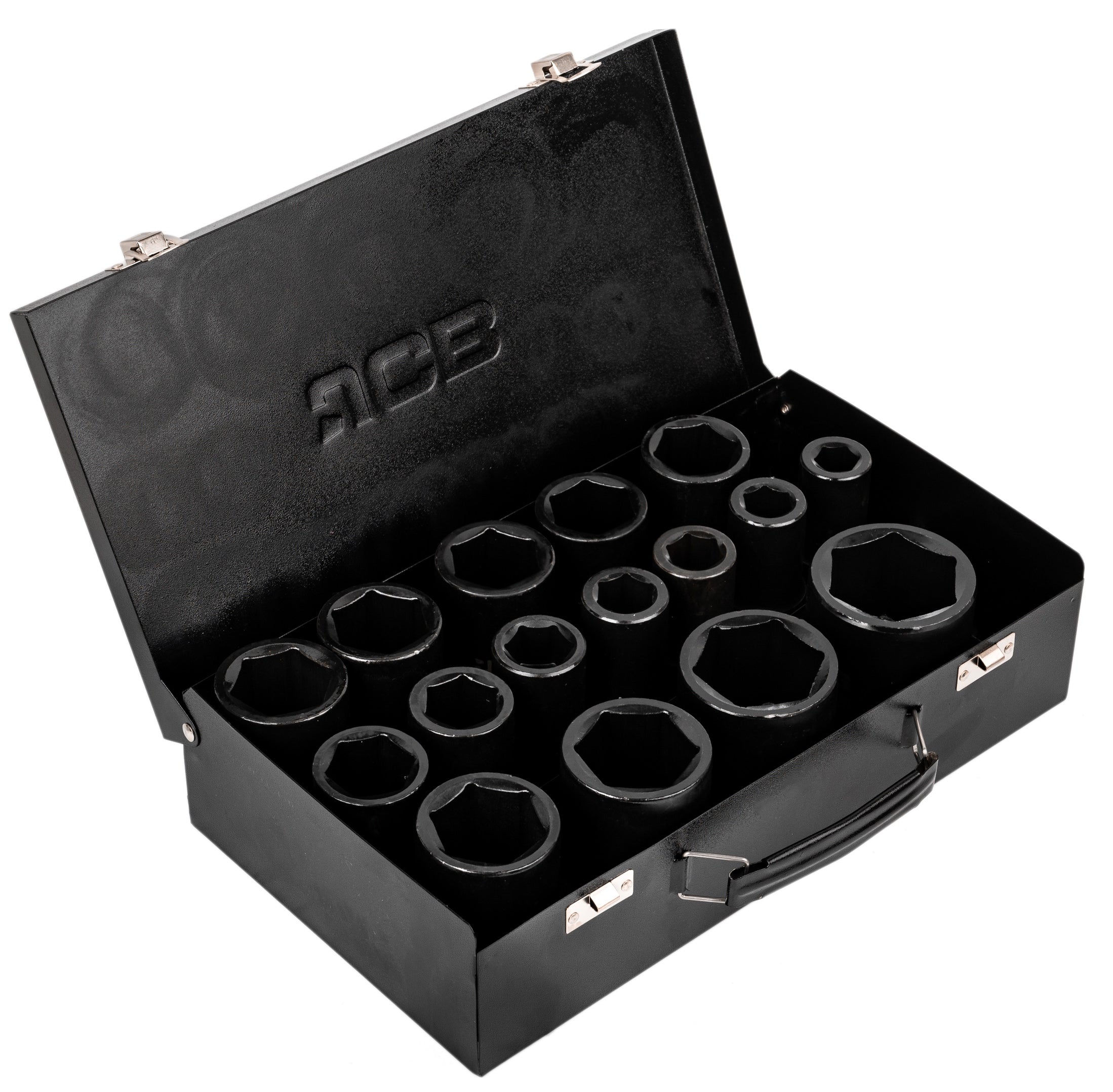Gilzinių galvučių rinkinys JCB 3/4" pneumatinėms raktams, 17–50 mm, 16 vnt.