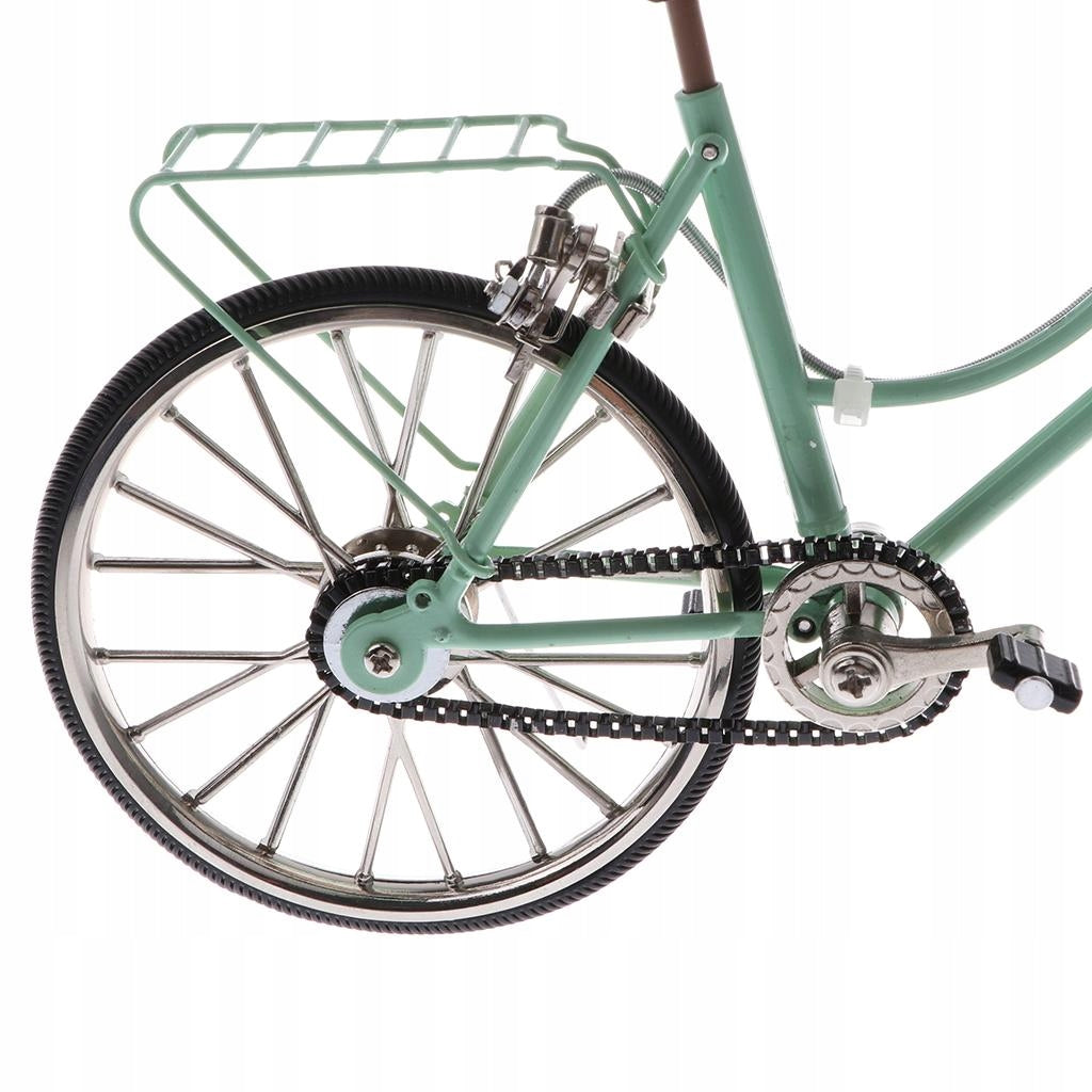 1:10 Diecast Bike Triathlon Bicycle W/Basket & Seat Model Desk Crafts Green Packaging status original