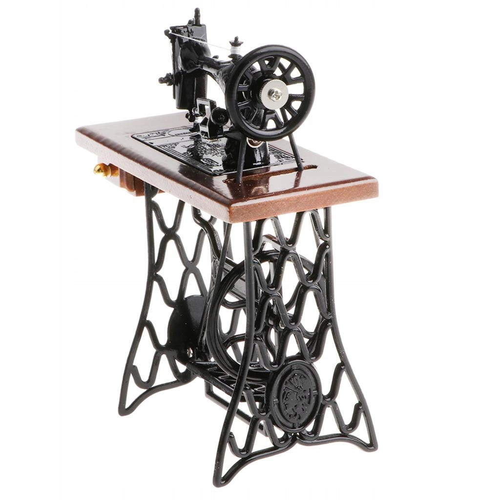 1/10th Mini Sewing Machine Diecast Showcase Model Toy Gifts Brown Packaging status original
