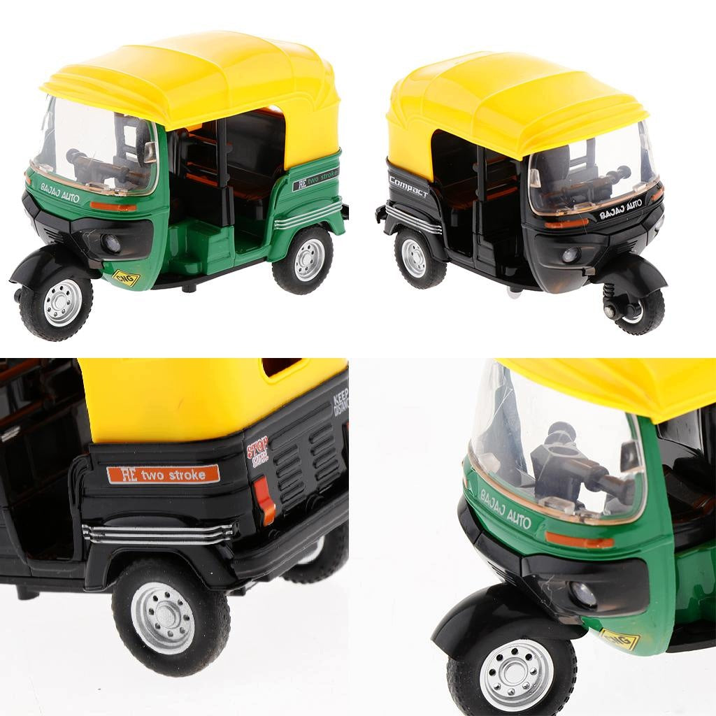 1/14 Scale Indian Tricycle w/ Light Sound Pull Back Toy Green Brand no brand
