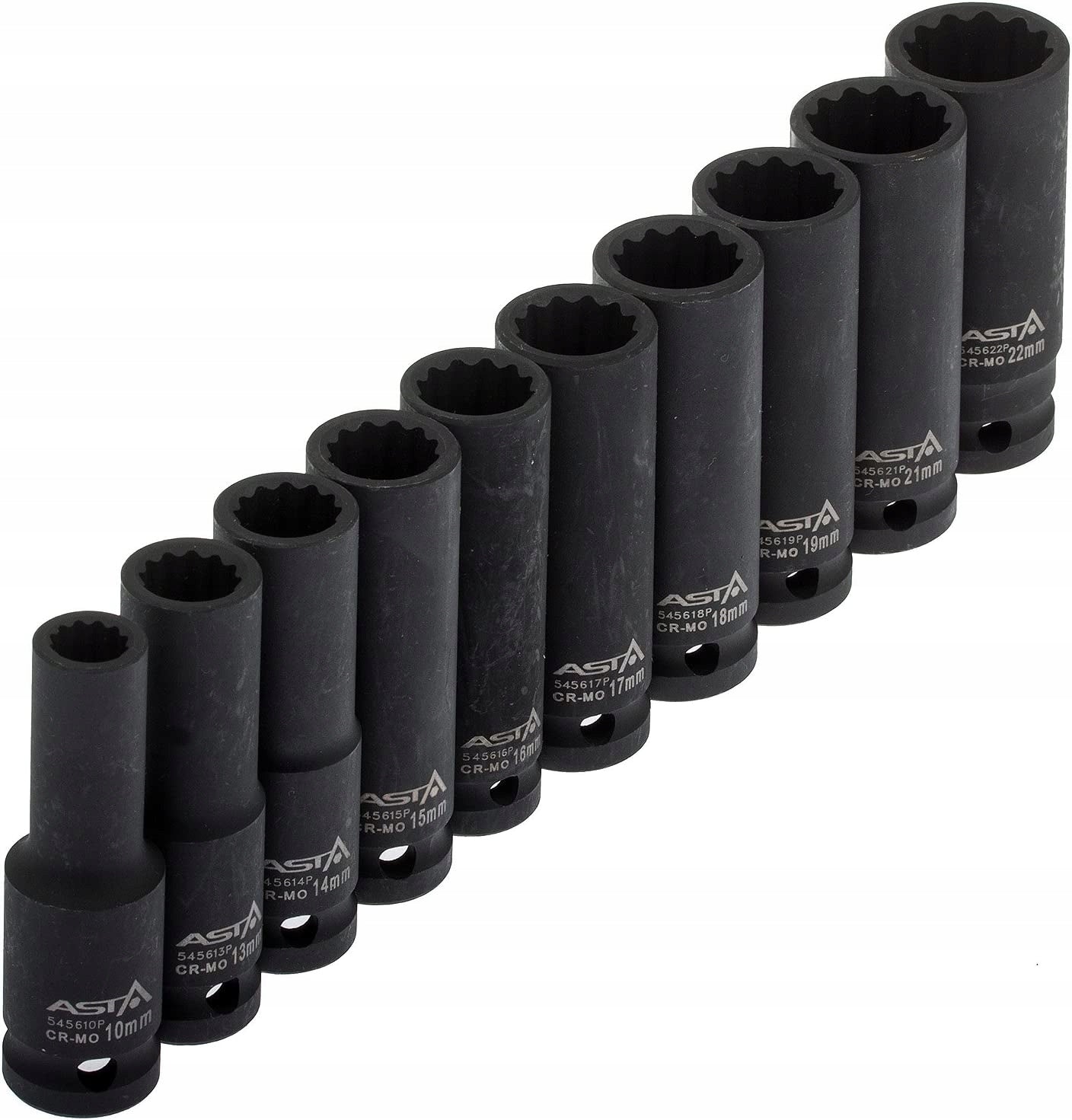 1/2" IMPACT CAPS 10-22MM. 12 ANGLE LONG
