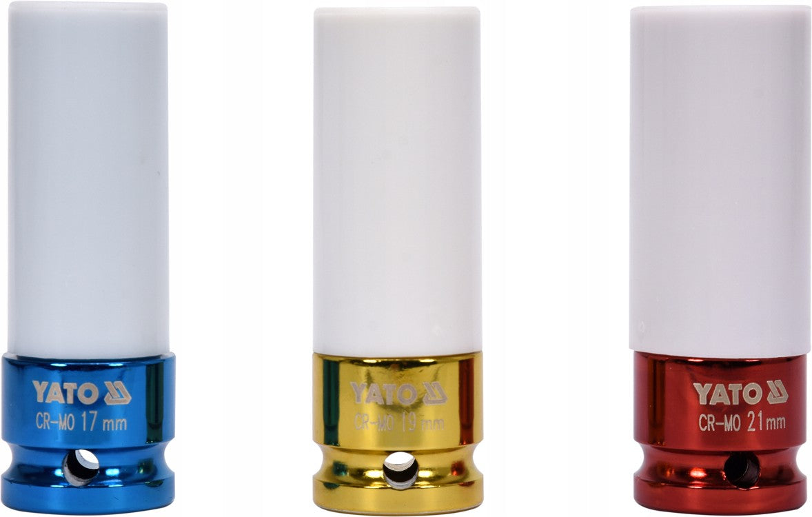 1/2'' IMPACT SOCKETS FOR ALLOY WHEELS ALUFELG SET 17, 19, 21mm YATO Brand Vorel