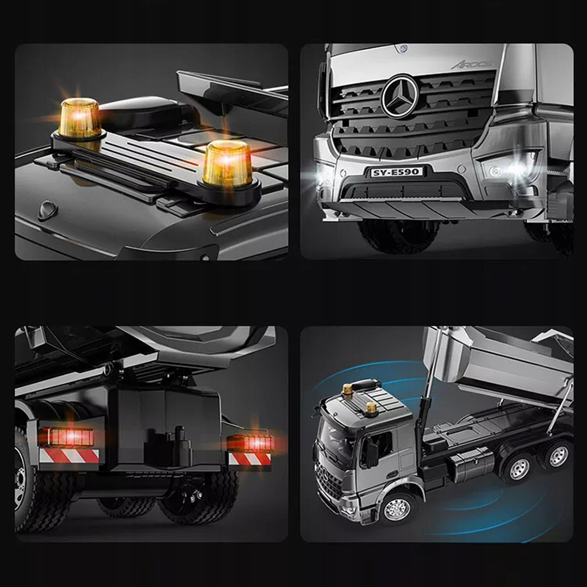 1:20 SCALE REMOTE CONTROLLED DUMP TRUCK MERCEDES ACROS METAL EAN (GTIN) 5903672275033