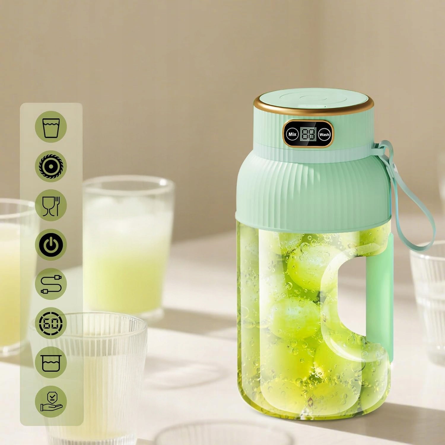 1.2L CORDLESS BLENDER FOR SMOOTHIES AND SMOOTHIES WITH 10 KNIVES PORTABLE Brand no brand