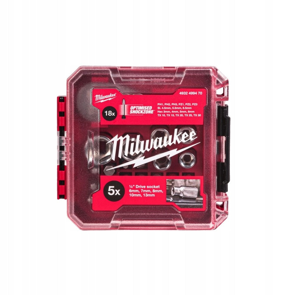 1/4” socket set with mini ratchet and bits (25 pcs) Milwaukee 4932499470 Brand Milwaukee