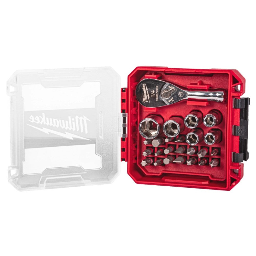 1/4” socket set with mini ratchet and bits (25 pcs) Milwaukee 4932499470