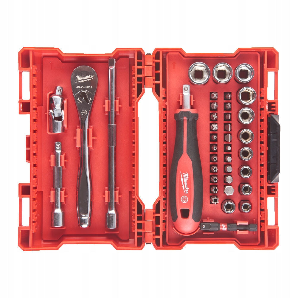 1/4" socket set with ratchet and bits (38 pcs) Milwaukee 4932498381