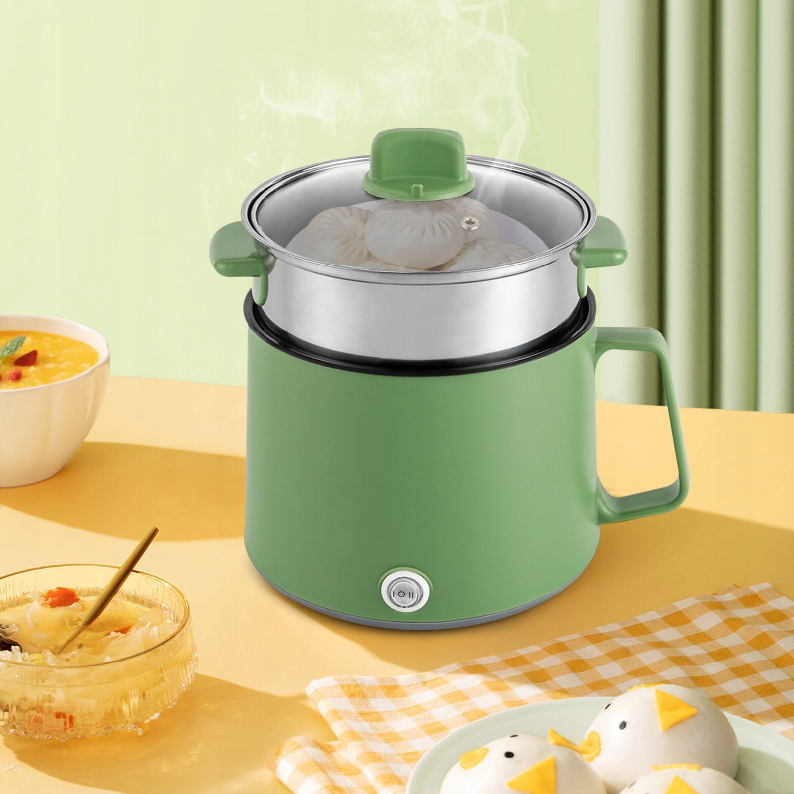 1.7Lportable nonstick pan with steamer insert and two-setting power control Packaging status original