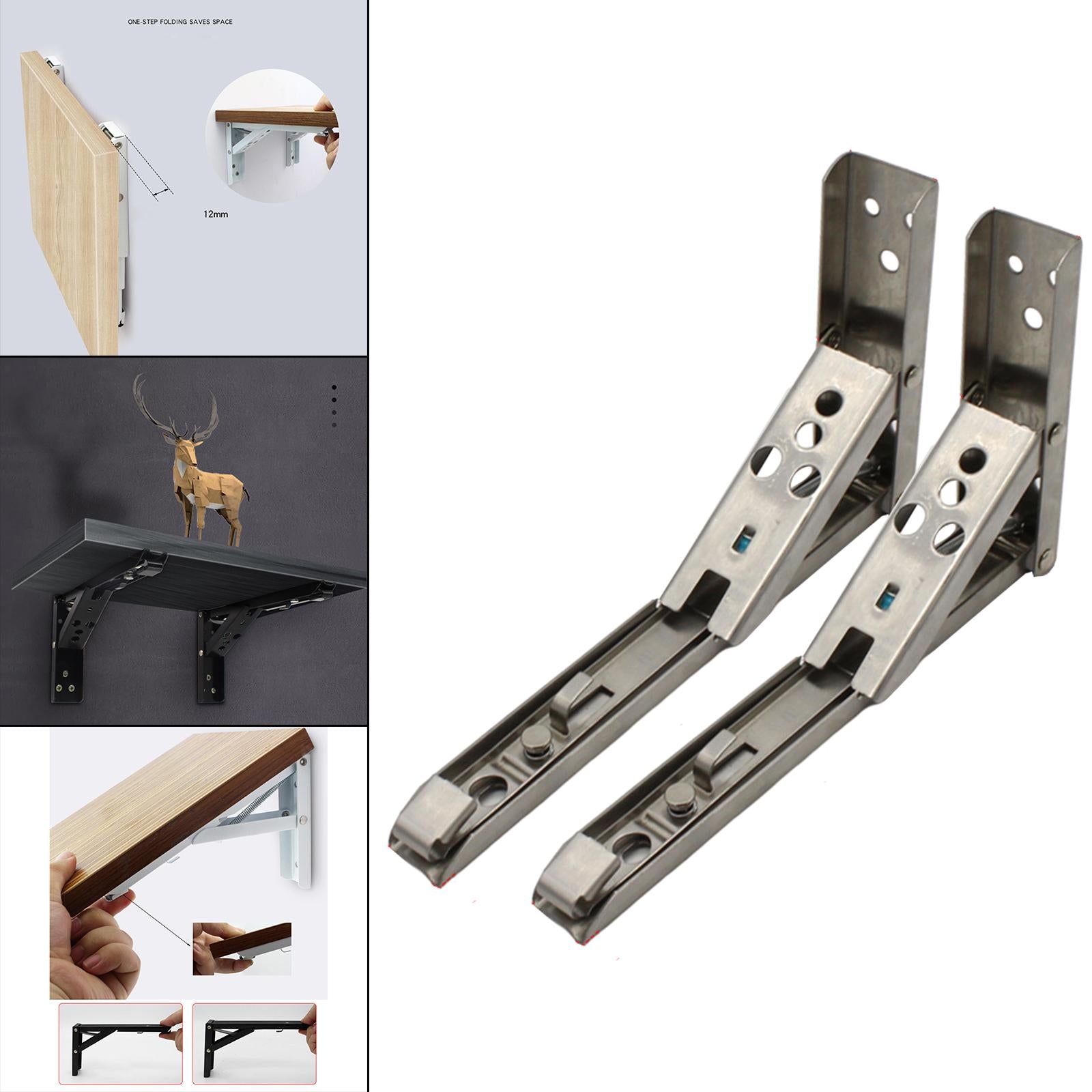1 Pair Triangle Folding Angle Bracket Shelf Bracket Space 8in brushed Brand no brand