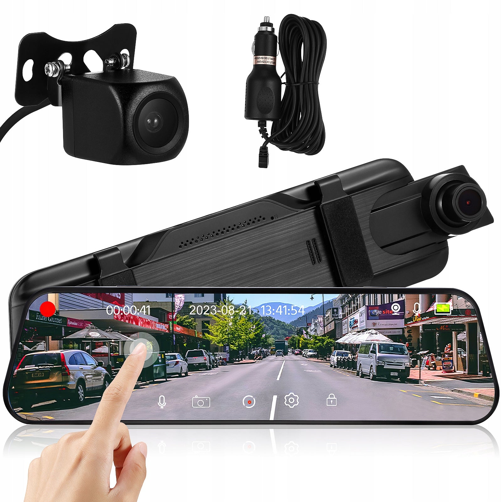 1 SET MIRROR DASH CAMERA REARVIEW MIRROR DASH CAM FRONT AND REAR STREAMING