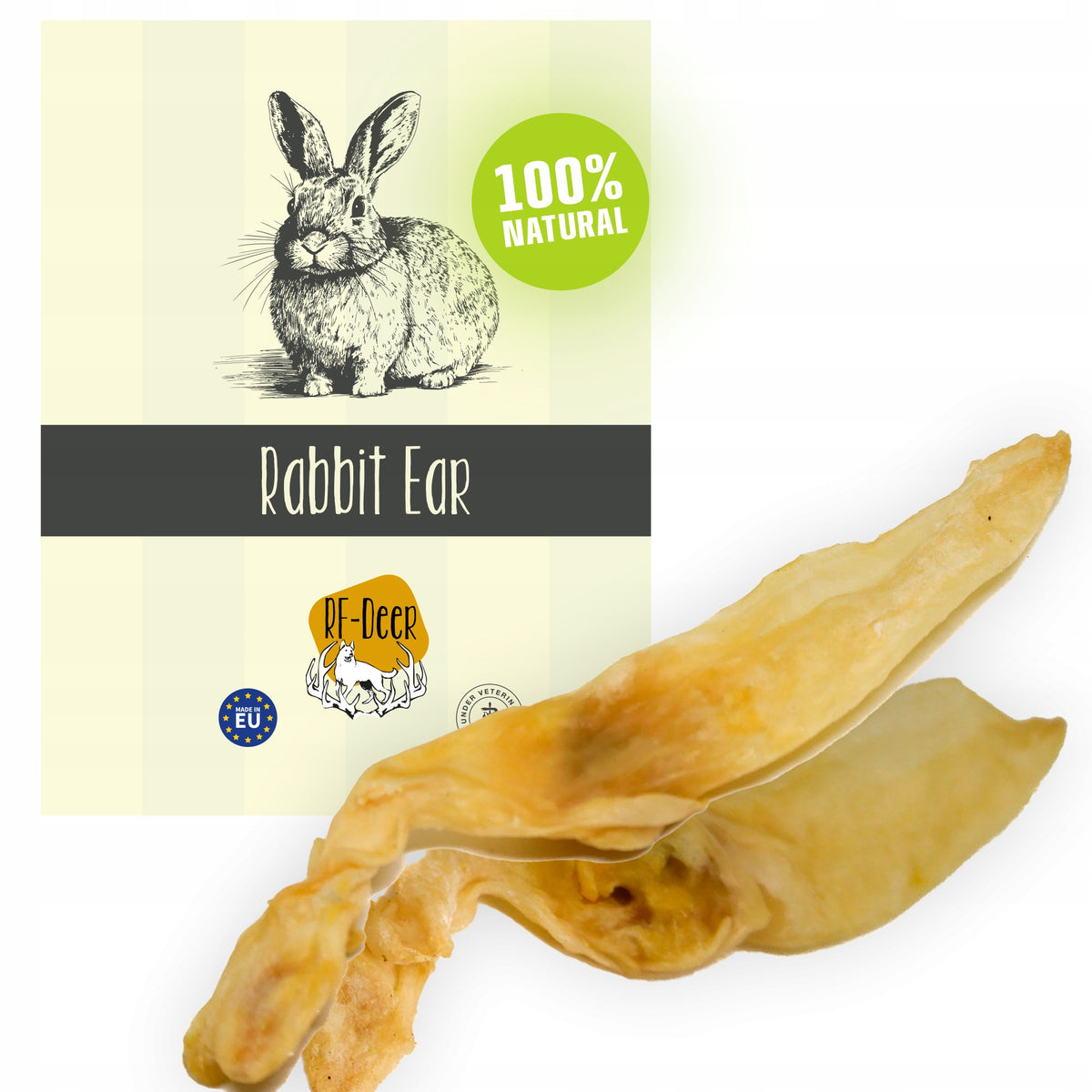 10 Pcs Rabbit Ears Dried Natural Teether Teethers Dog Treat