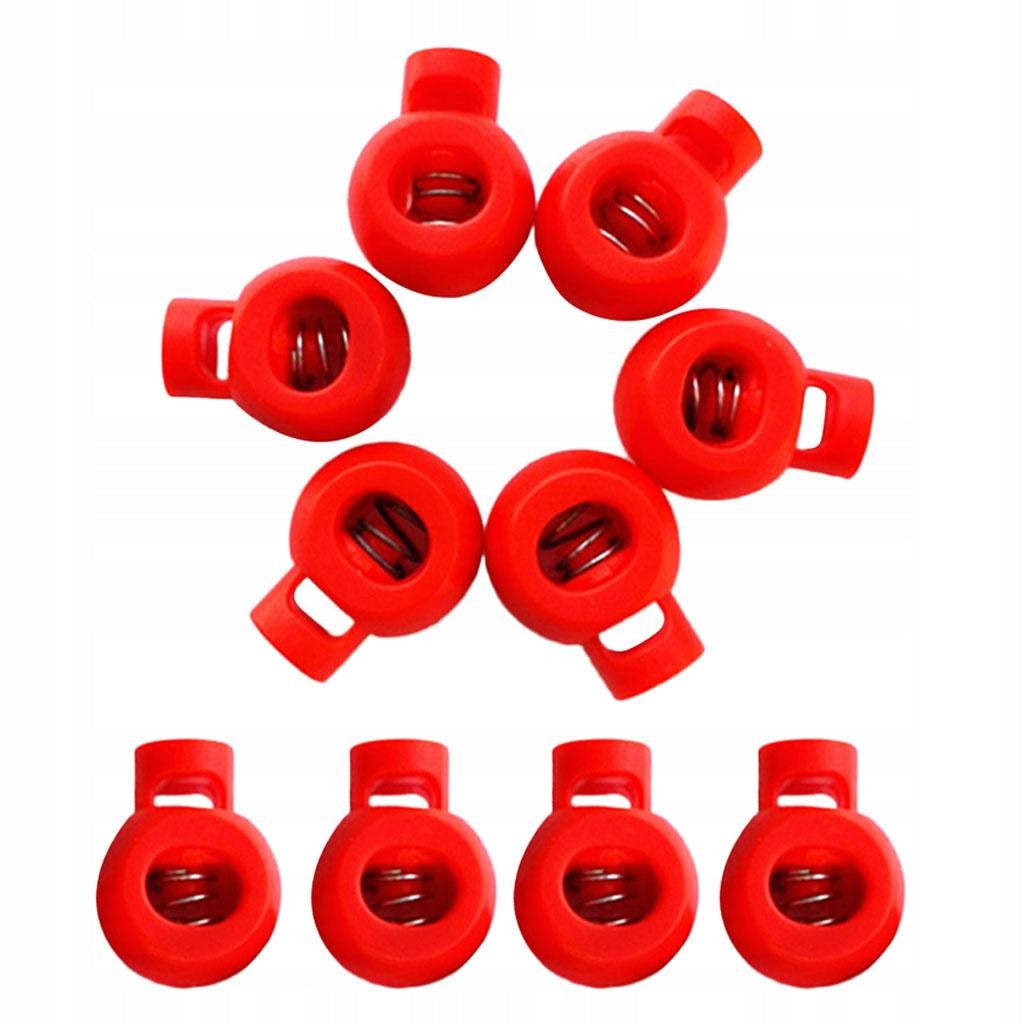 10 Pieces Strong Plastic Ball Cord Lock End Toggle Spring Stopper Red10