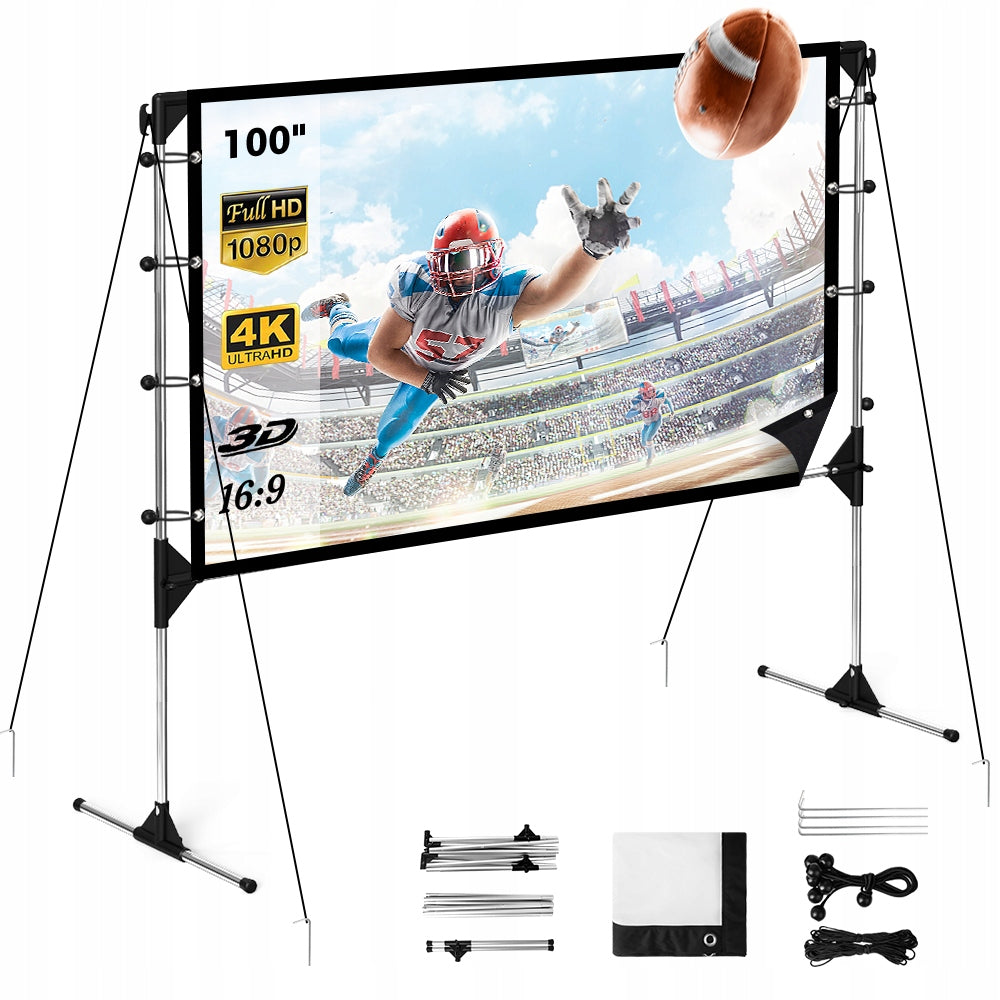 100 INCH 16:9 PORTABLE PROJECTION SCREEN 220 x 125 cm WITH STAND