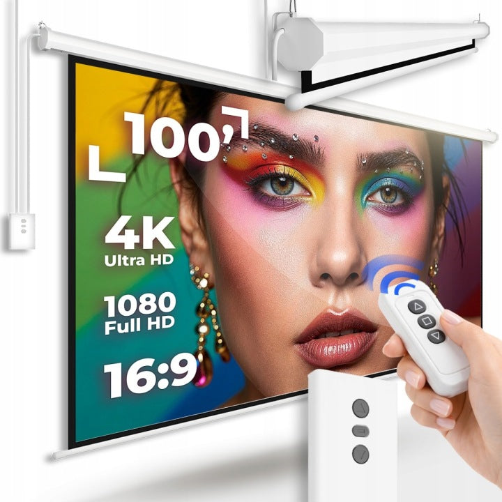 100 INCH ELECTRIC PROJECTION SCREEN For Projector With Remote Control