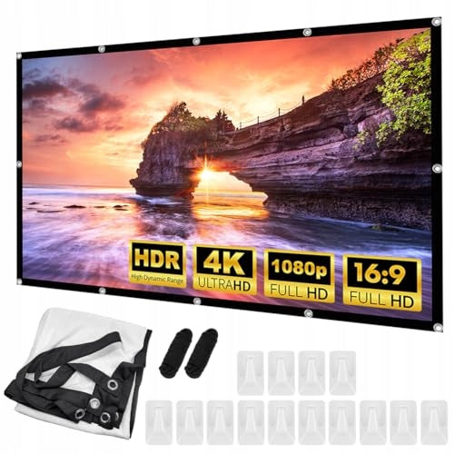 100 INCH HD 16:9 PROJECTION SCREEN FOLDABLE FOR HOME THEATER GIFT Model B0GTQH86LL