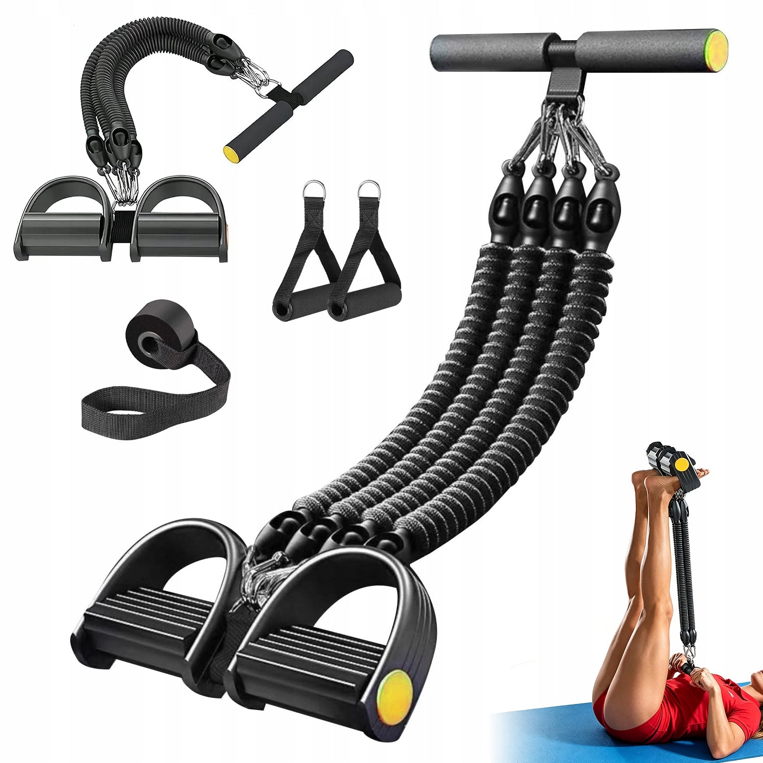 100 LB RESISTANCE RUBBER WITH PEDAL HANDLES FOR FITNESS STRENGTH EXERCISES