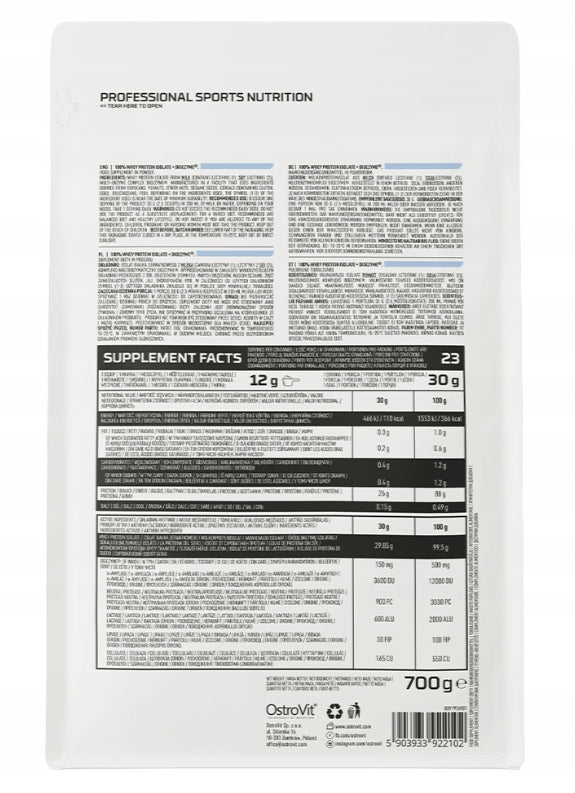 100% Whey Protein Isolate + Digezyme 700 g Expiration date at least 1 year from the date of purchase