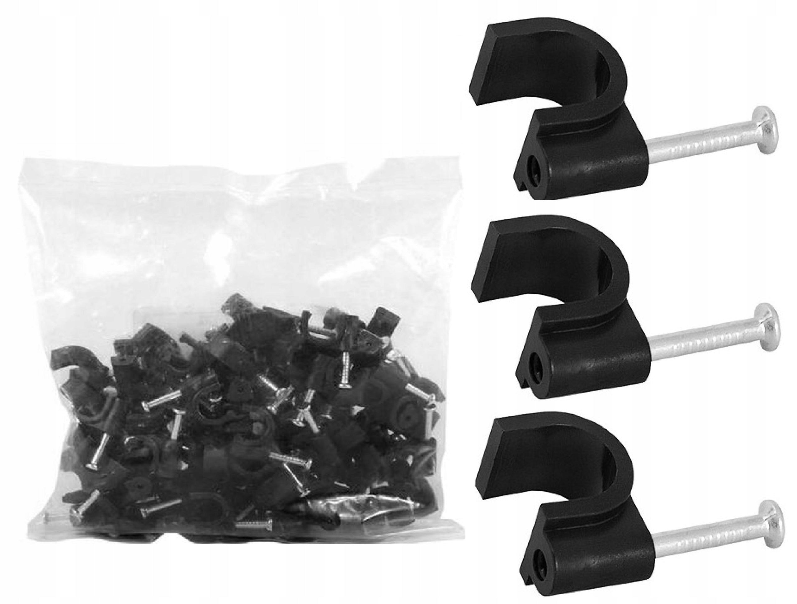100 x FLOP 6mm with Nail Black Cable Holder Nail for Cable Mount