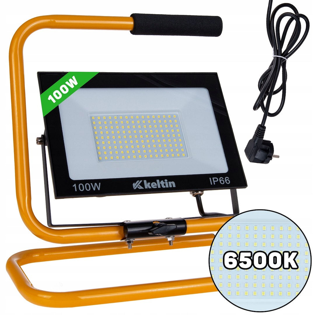 100W LED FLOODLIGHT WITH CONSTRUCTION TRIPOD AND CABLE Packaging status original
