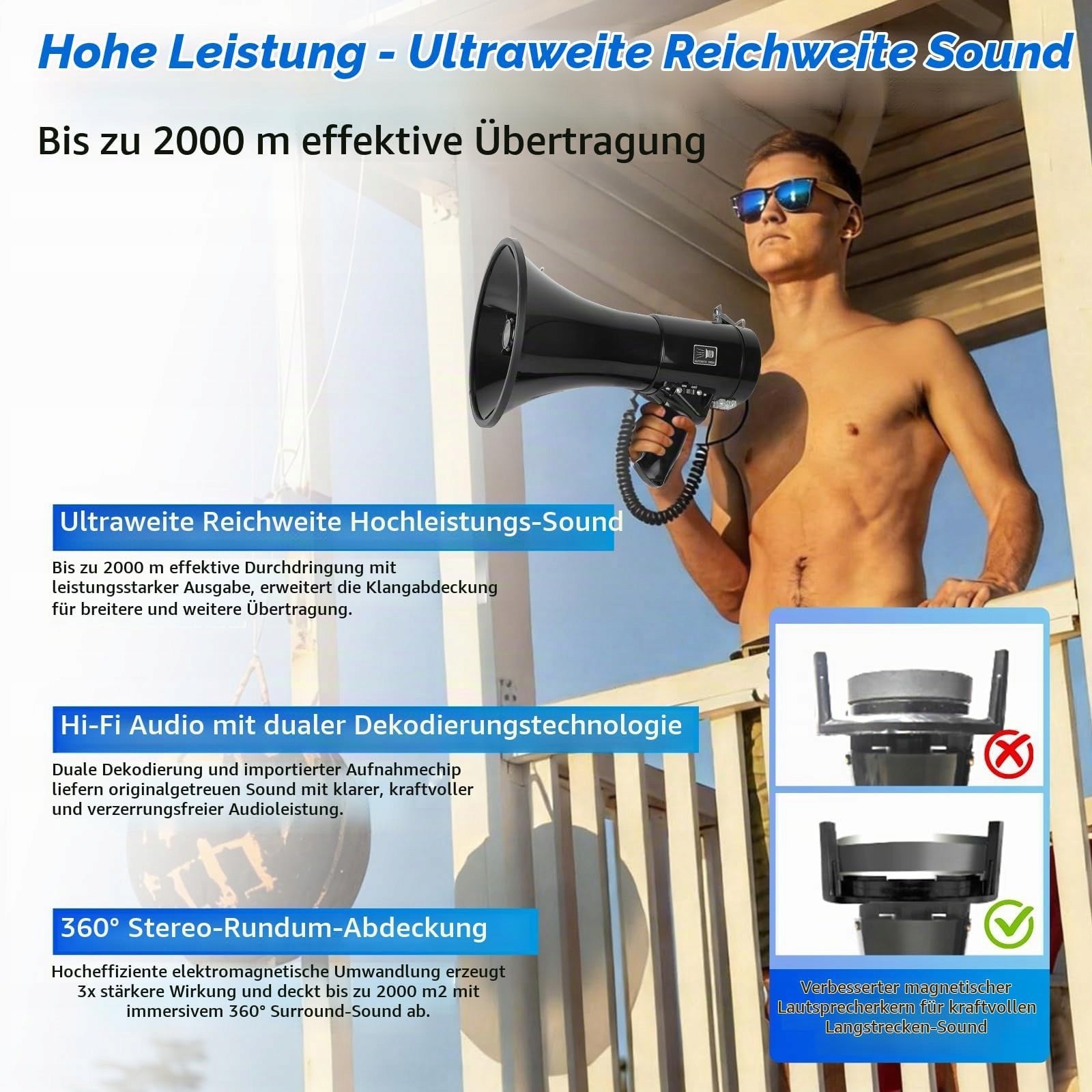 100W PORTABLE MEGAPHONE FOR OUTDOOR EVENTS WITH BLUETOOTH SPEAKER Brand no brand