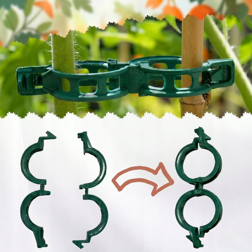 100x CLASP CLIPS FOR FIXING CUCUMBER TOMATO PLANTS FOR LIGATION Product height 3 cm