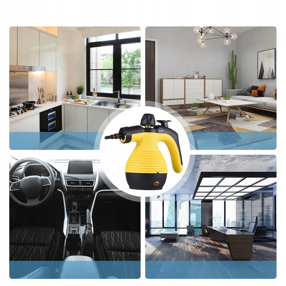 1050W PRESSURE STEAM CLEANER FOR WINDOW GROUT UPHOLSTERY WITH 9 ACCESSORIES 350ML Maximum steam pressure 3 bar