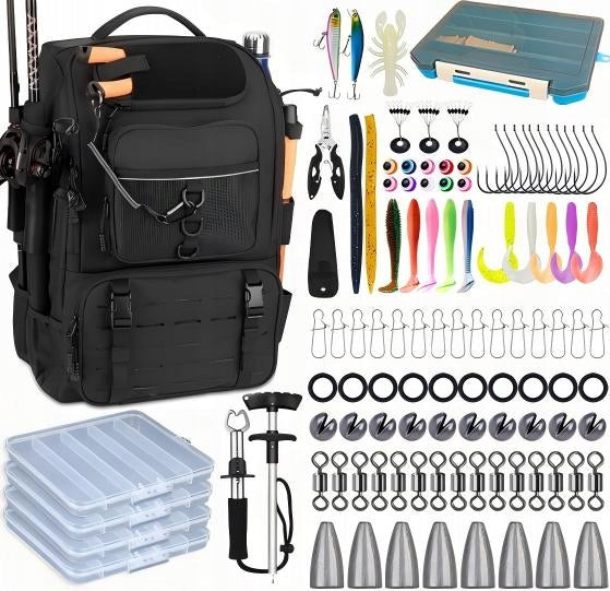 107PCS FISHING BOX FISH BAIT SET FLOAT GROUND SPINNING