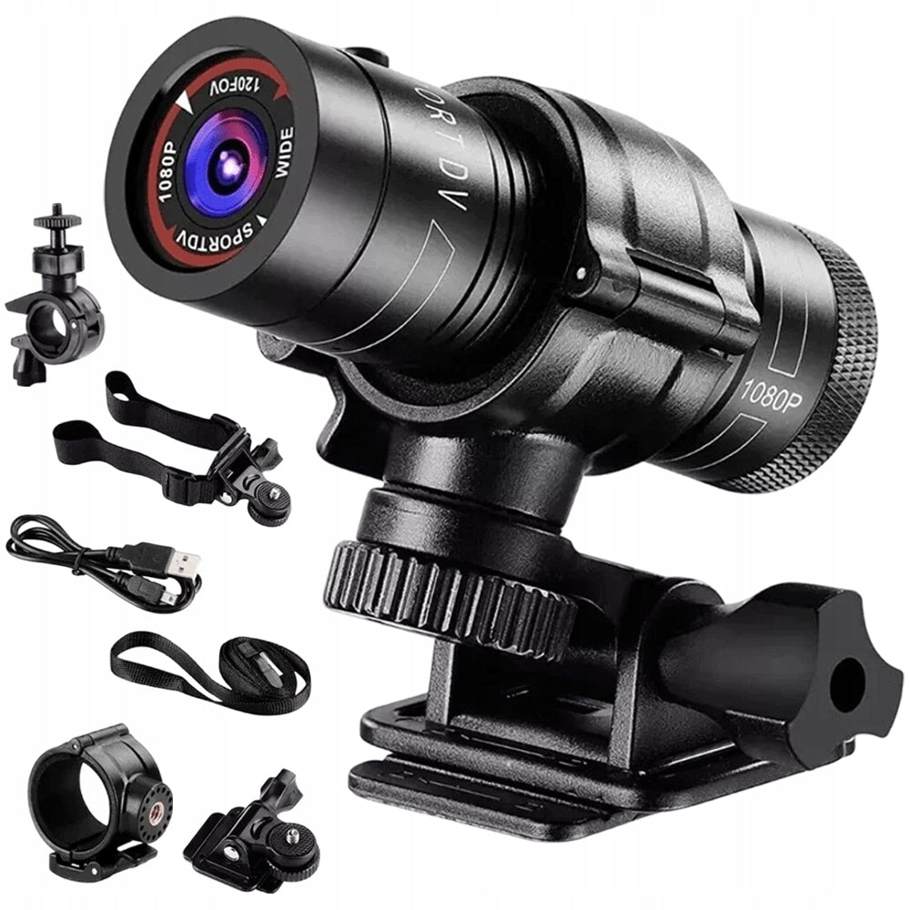 1080P 120° Helmet Camera For Motorcycle And Bike Metal Housing Black
