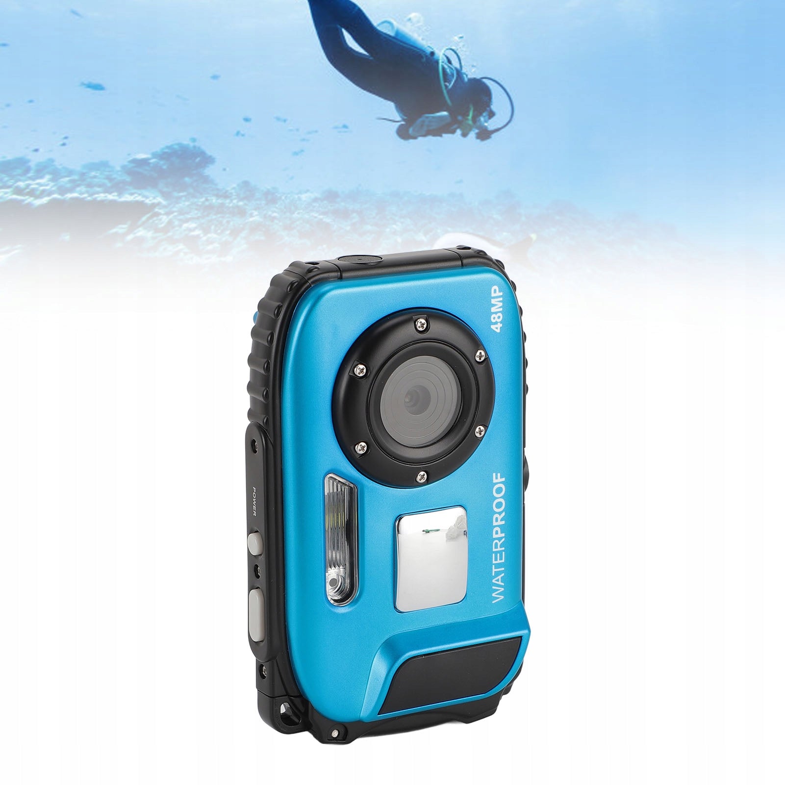 1080P 48MP Diving Camera with Image Stabilization, Waterproof Packaging status original
