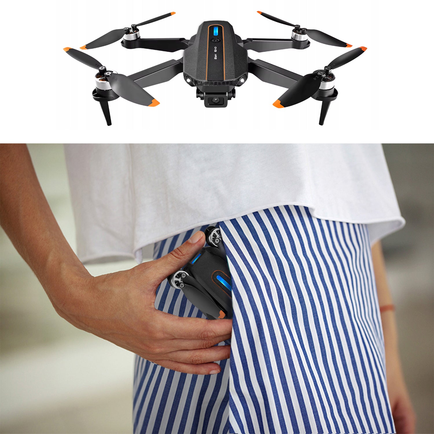 1080P DRONE WITH DUAL CAMERA AND LED NIGHT LIGHT EASY TO CARRY Model 609403126937
