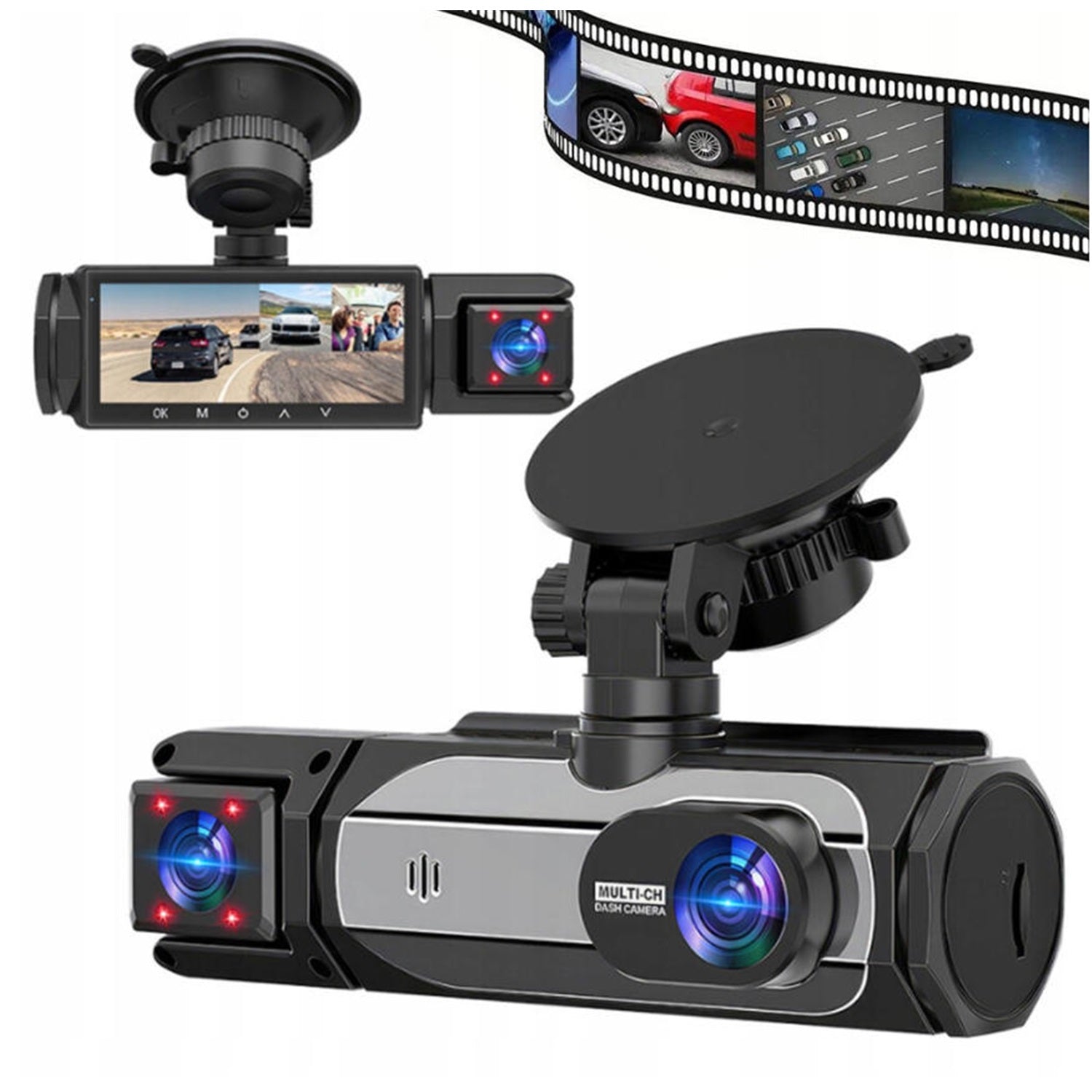 1080P Dash Cam 3 Cameras Full HD WiFi Rear View Camera Recording 24h Brand no brand