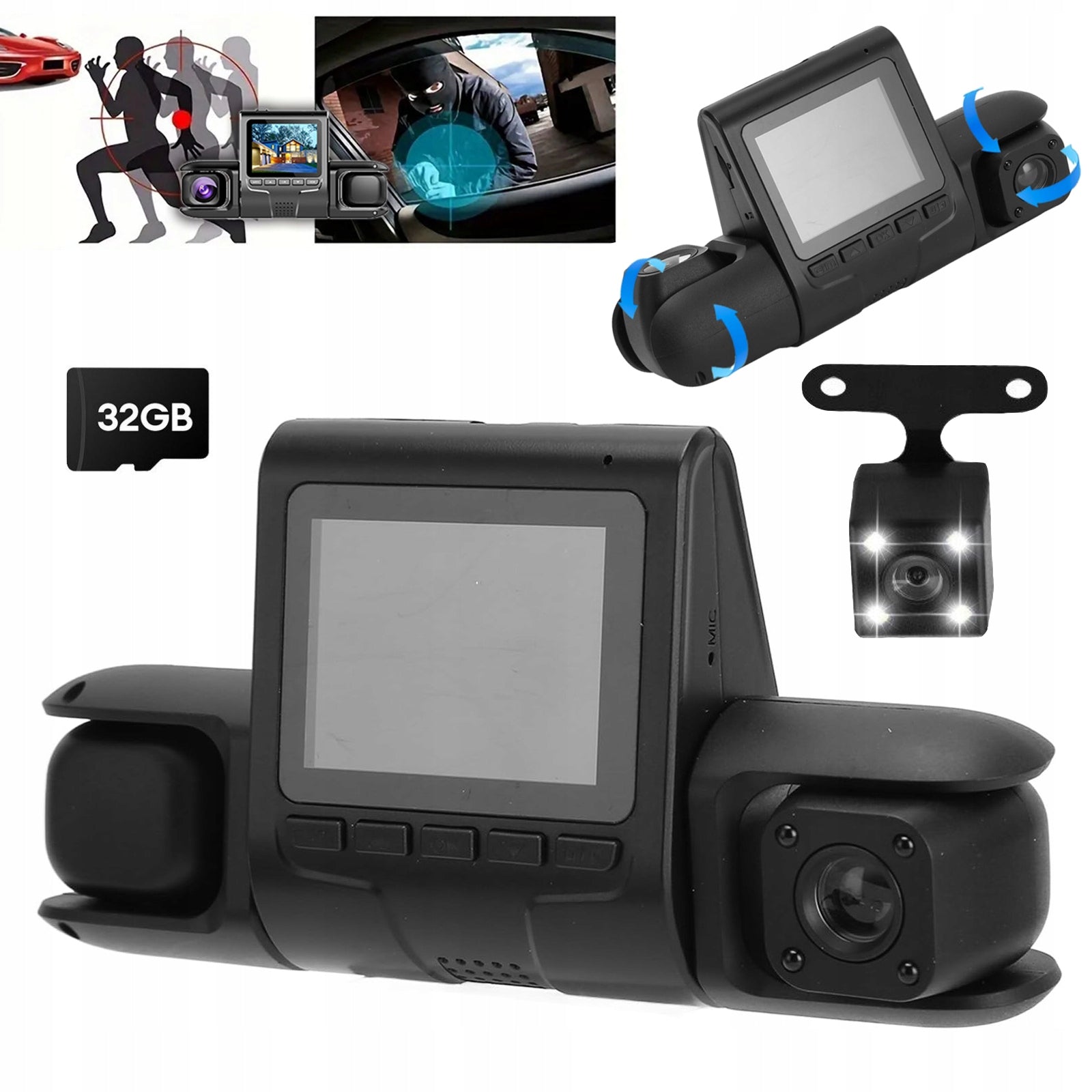 1080P FHD VIDEO RECORDER CAR CAMERA GPS WIFI REVERSING CAMERA + SIDE CAMERA
