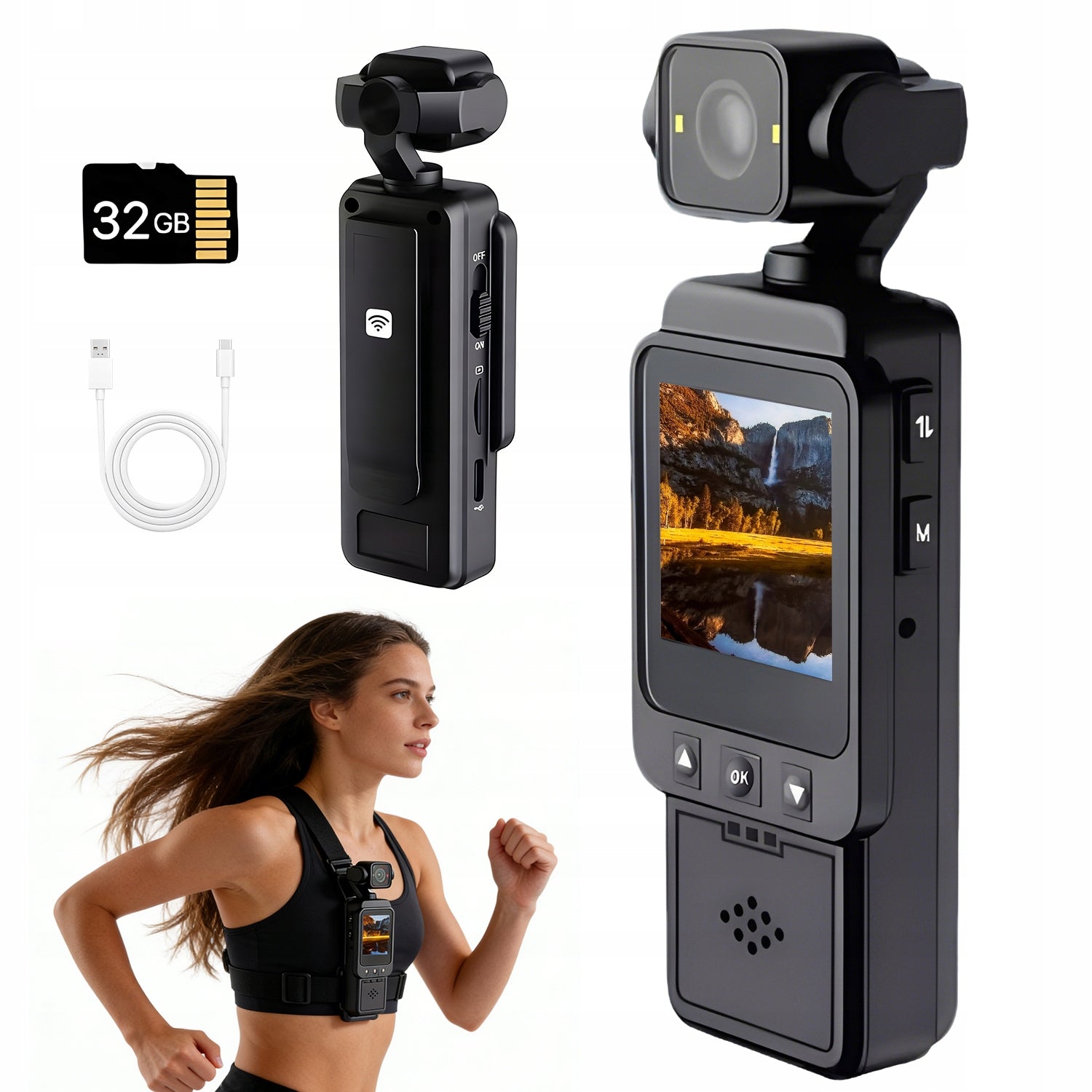 1080P PORTABLE SCREEN CAMERA WITH 32GB CARD FOR TRAVEL AND WORK