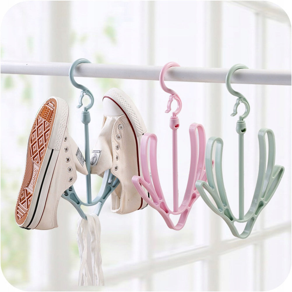 10Pcs Pink Windproof Double Hook Shoe Drying Rack with Clips Kind Portable