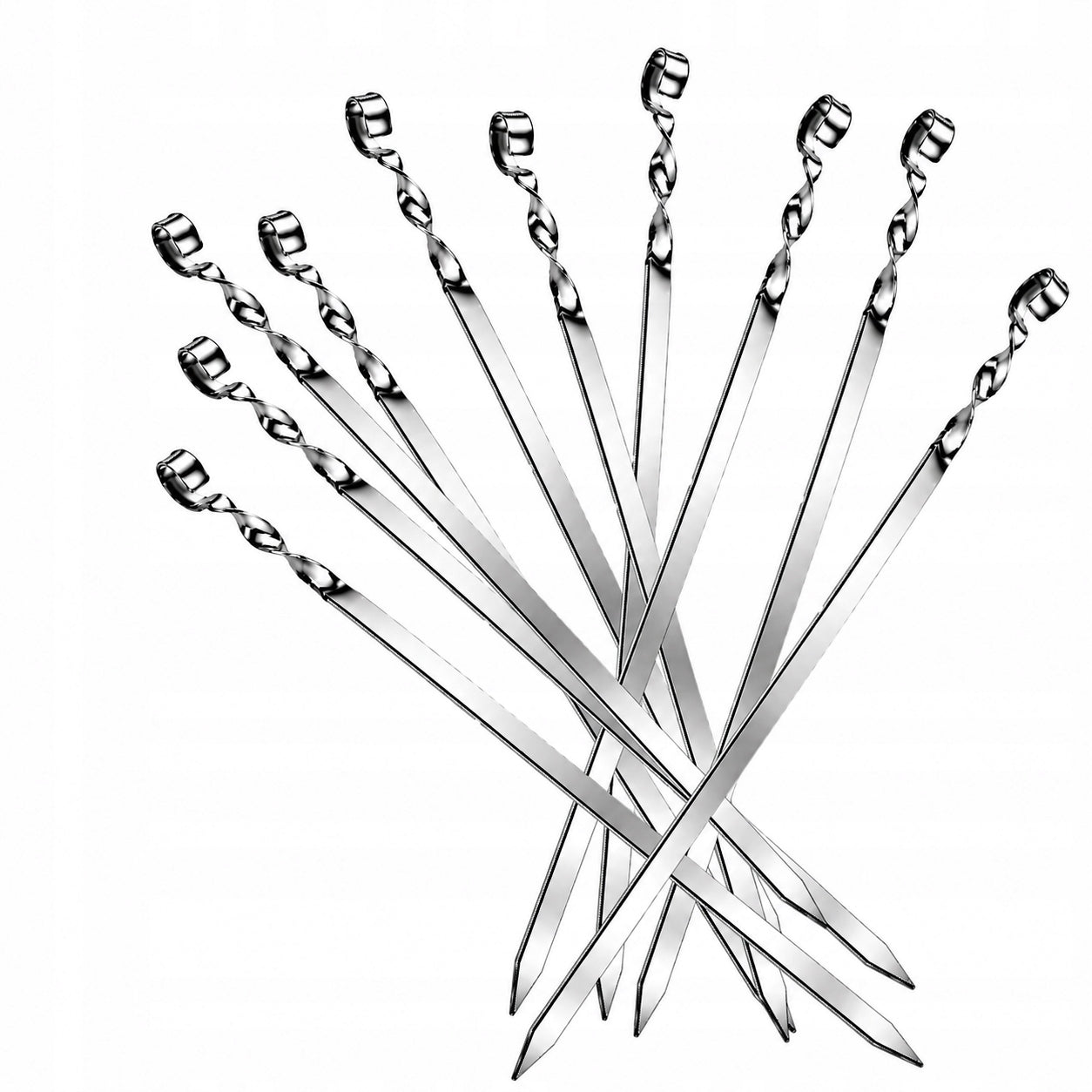 10X SKEWERS STAINLESS STEEL CHAMPAGNE 450/10/1.5 MM WIDE