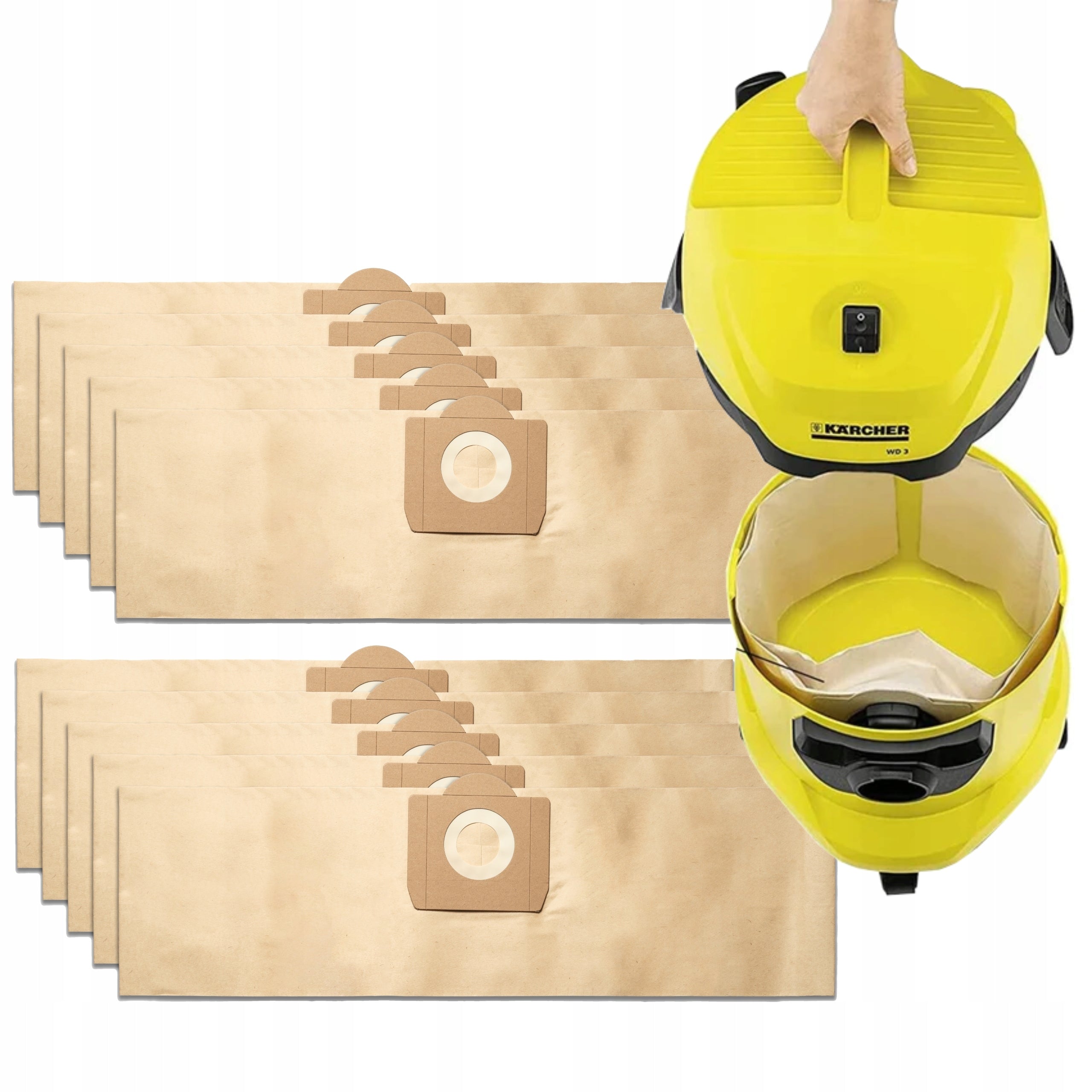 10X VACUUM CLEANER BAG PAPER BAGS KARCHER BAGS 10 PCS. Manufacturer code WDFI101