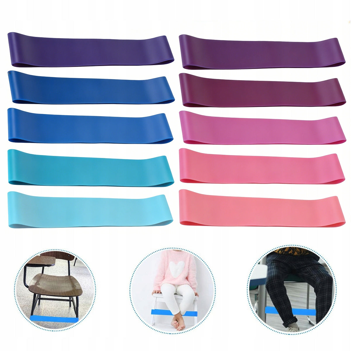 10pcs children's chair straps, stretching straps, resistance exercises Number of pieces in the set 10