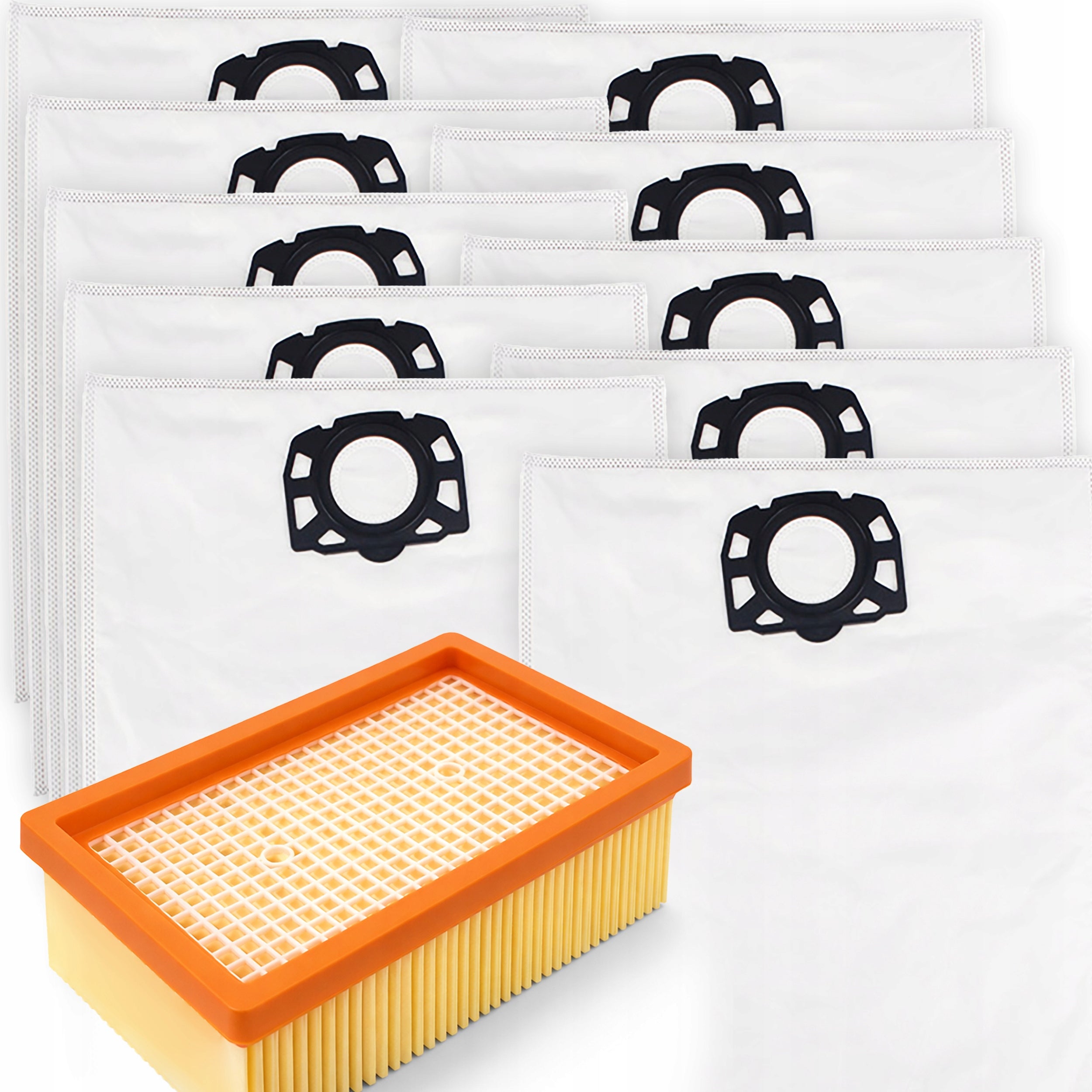 10x BAGS FILTER FOR VACUUM CLEANER KARCHER WD4 WD5 WD6 PREMIUM KWD6 MV4 MV5 MV6