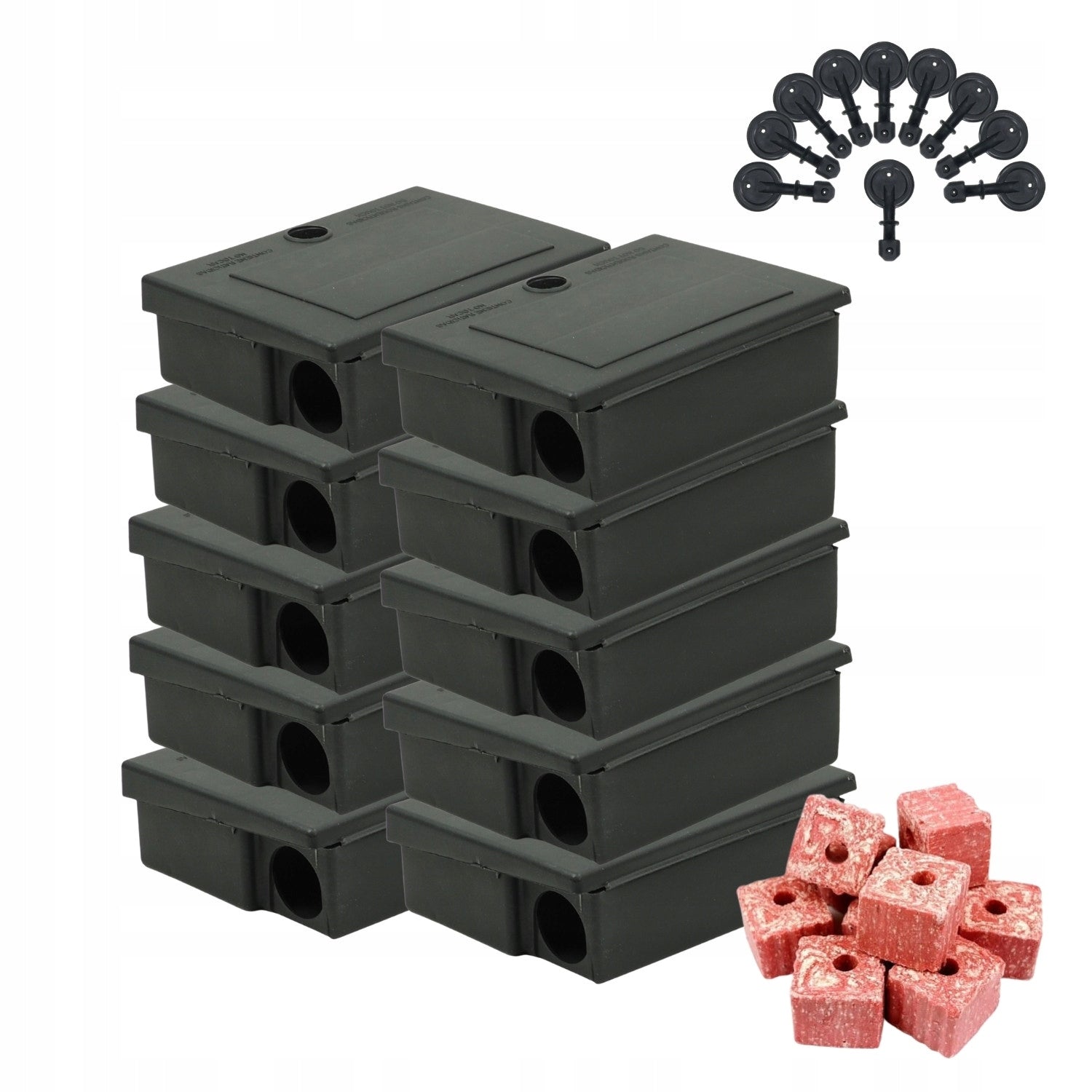 10x DERATIZATION FEEDER FOR MICE + POISON FOR RATS AND MICE CUBE 200g