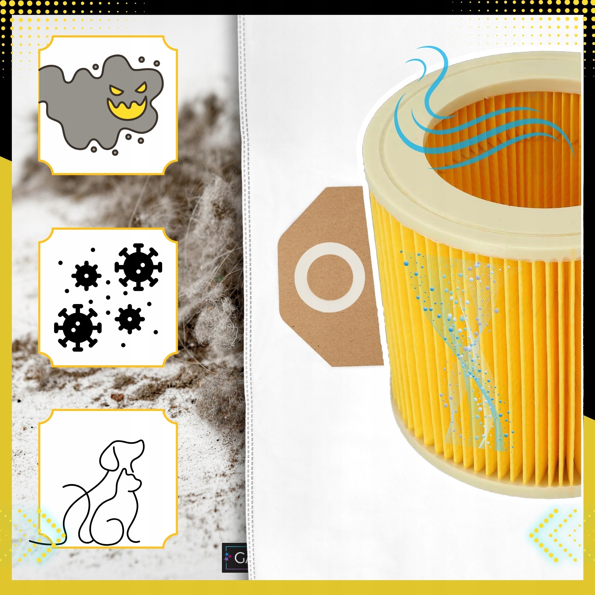 10x KARCHER WD3 VACUUM CLEANER BAGS WD 3 WD WD 6 SE 4001 Plus FILTER Model Worki syntetyczne Filtr do odkurzacza Karcher