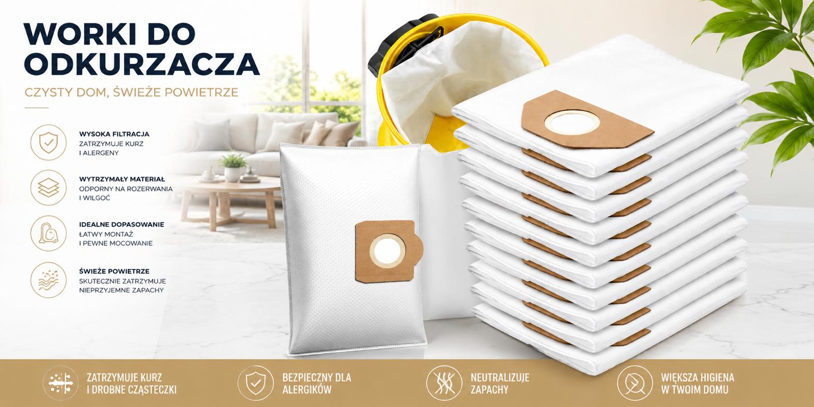 10x KARCHER WD3 VACUUM CLEANER BAGS WD 3 WD WD 6 SE 4001 SYNTHETIC Model do Karcher WD3 WD 3 KWD3 WD2 PLUS SE4001 KFI357