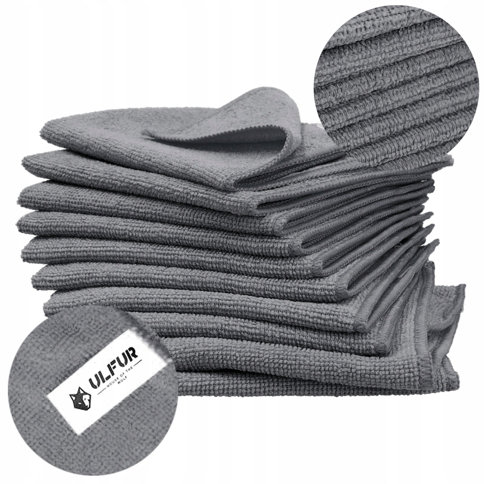 10x Microfiber Cloth 30x30cm 200gsm Grey ULFUR Soft