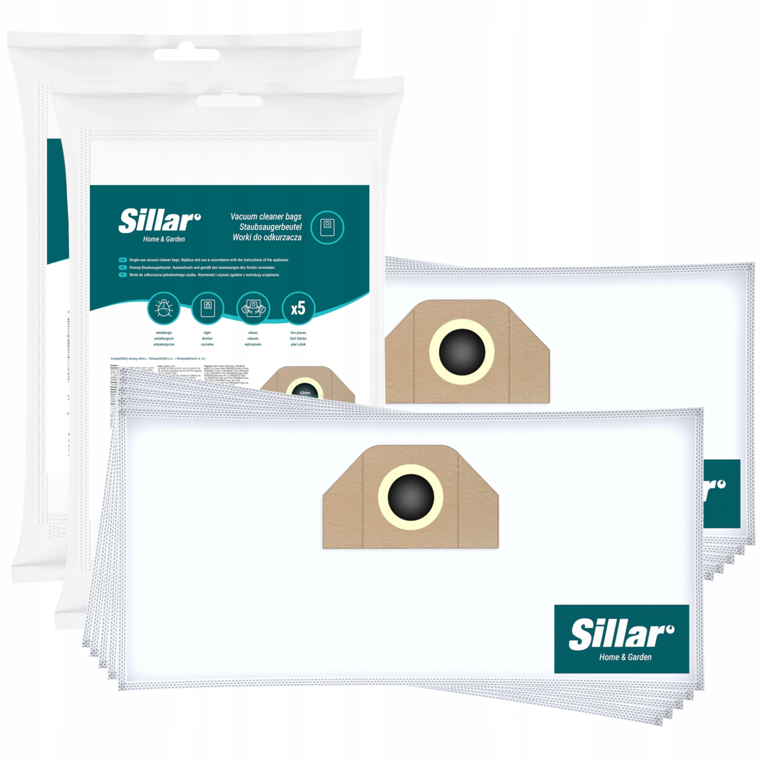 10x Sillar filter bags for Karcher WD3 2 WD3.200 vacuum cleaner