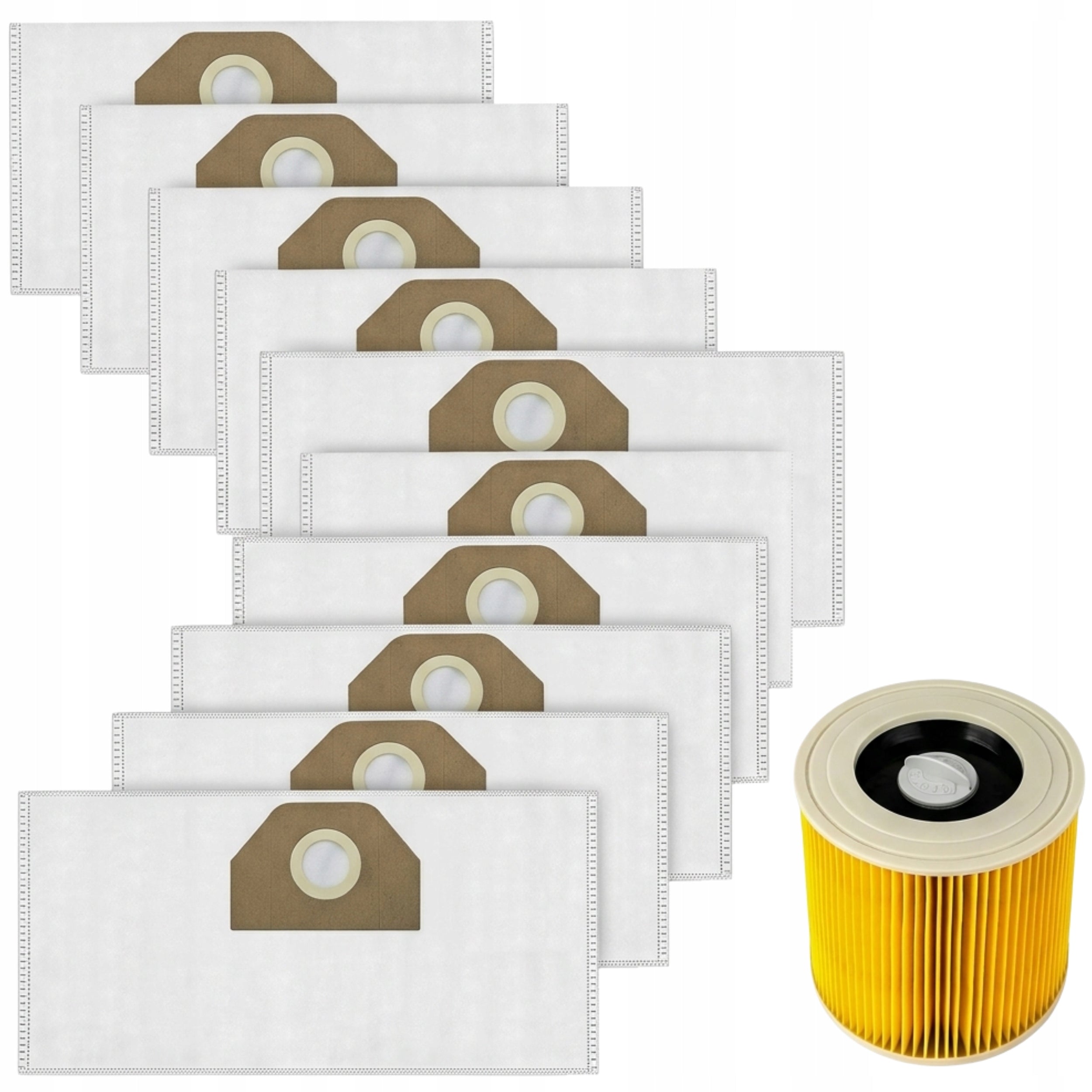 10x VACUUM CLEANER BAGS KARCHER WD3 WD2 PLUS MV2 MV3 SE4001 10 PCS + FILTER