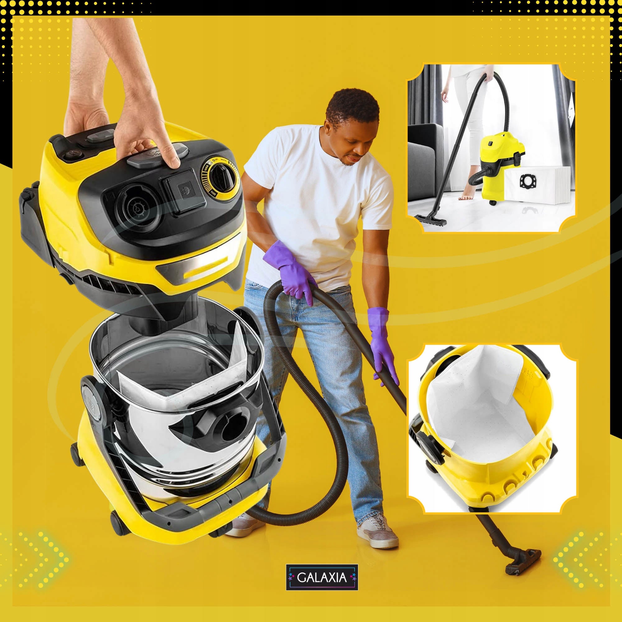 10x Vacuum cleaner bags KARCHER WD4 WD5 WD6 MV4 MV5 MV6 SE 5.1000 + Filter Manufacturer GALAXIA