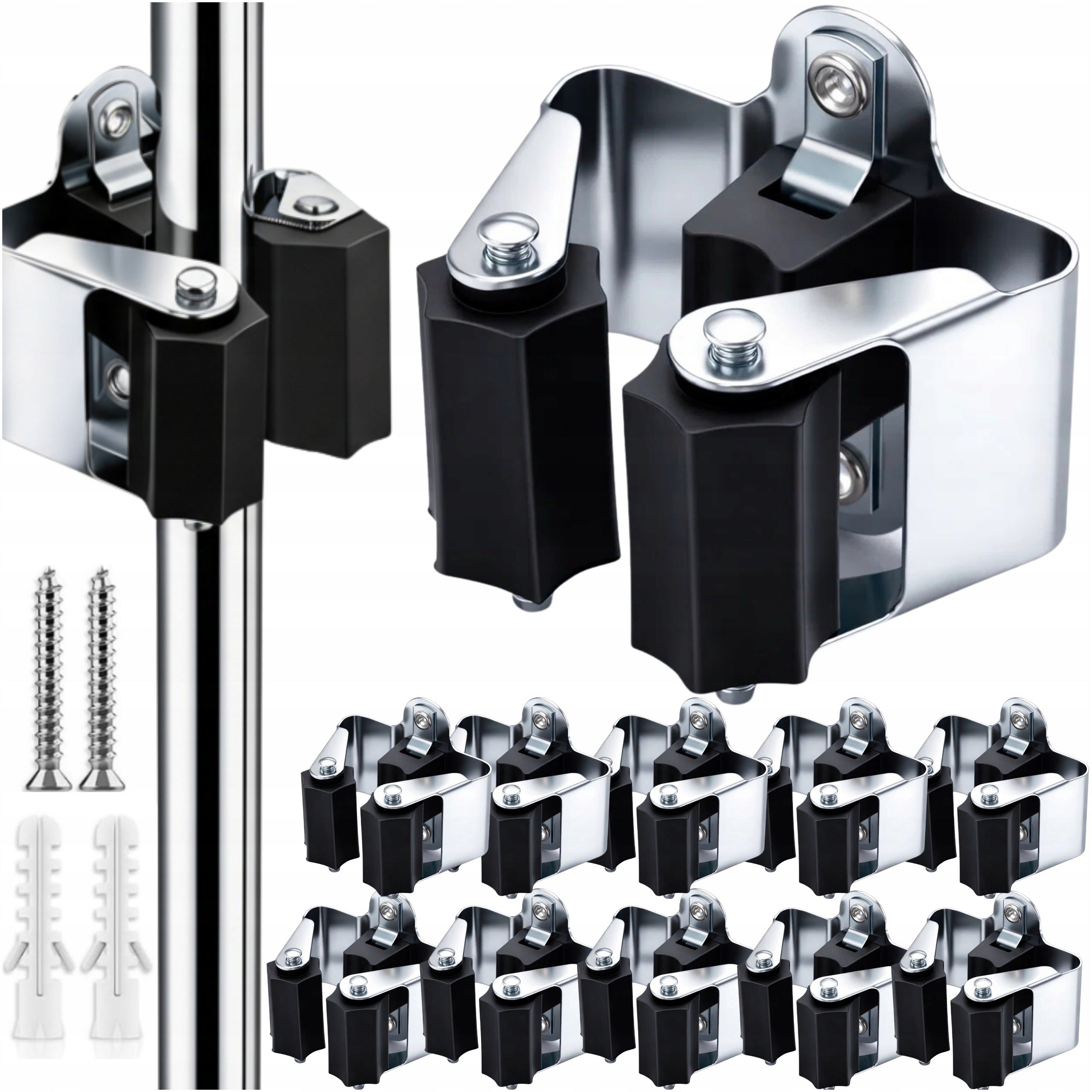 10x WALL HANGER HOLDER FOR TOOLS BROOM MOP RAKE SET SCREWS