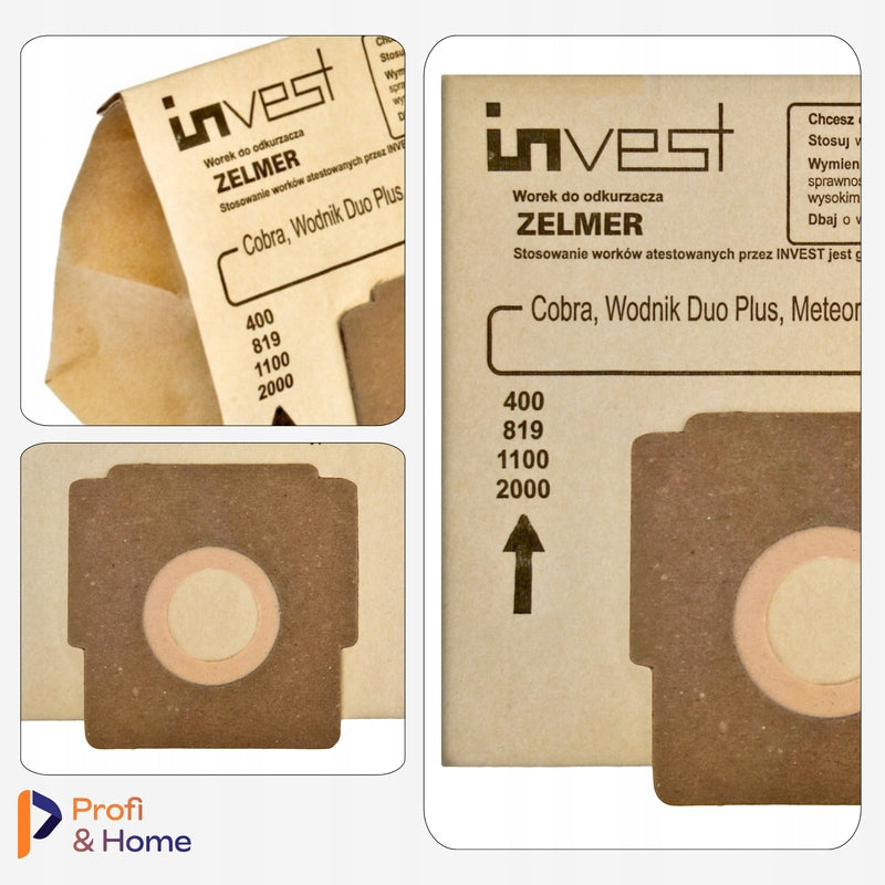 10x ZELMER ODYSSEY ELF 2 ELF 3 BONUS METEOR 2 COBRA VACUUM CLEANER BAGS Number of items 10 pcs